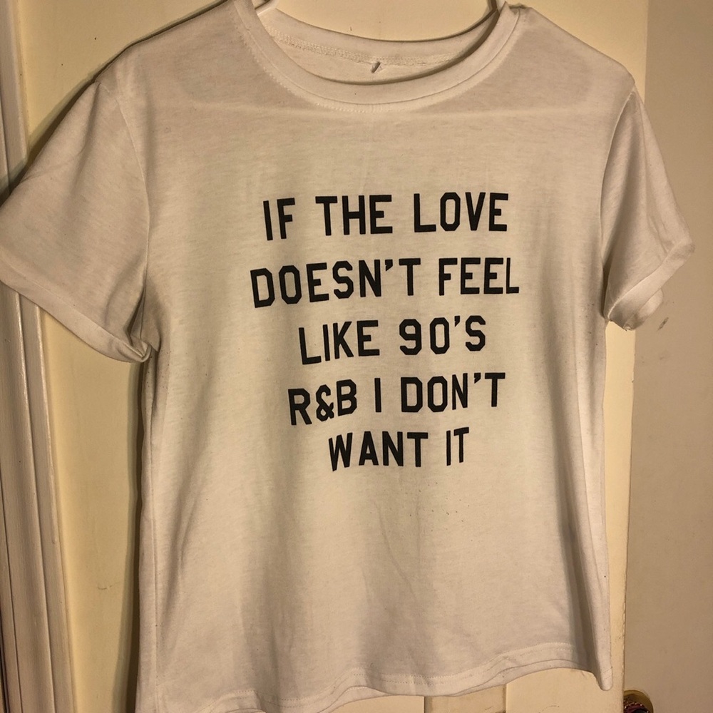 White shein t-shirt with wording included